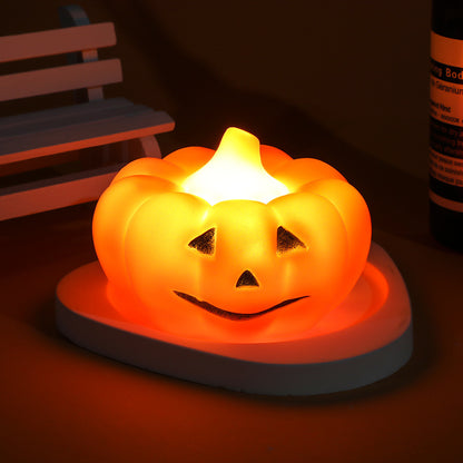 Halloween LED Glowing Cute Small Night Lamp showcasing a delightful smiling pumpkin, providing a soft amber light for a luxurious Halloween ambiance.