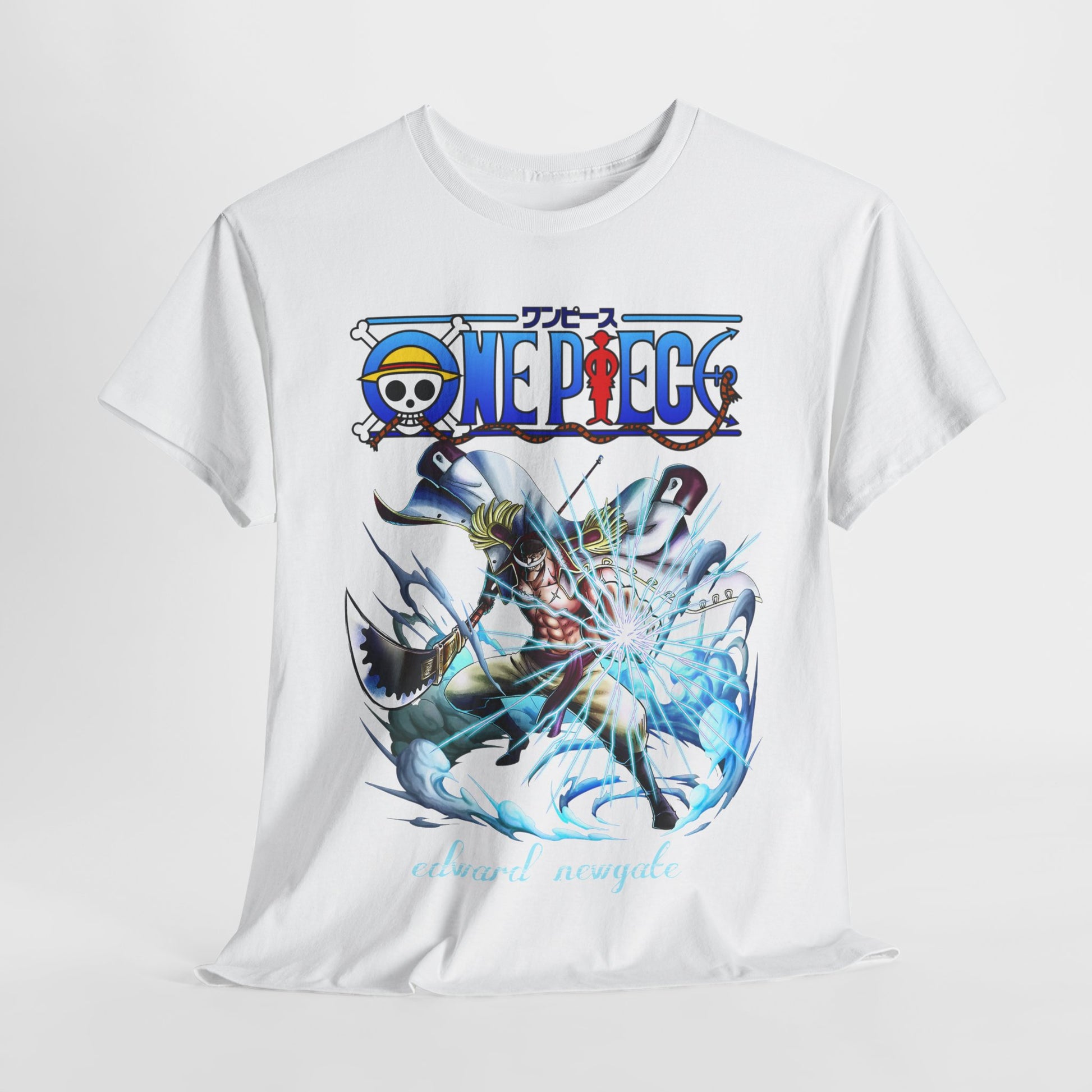 Stylish One Piece t-shirt showcasing a striking Edward Newgate illustration, embodying urban chic fashion.
