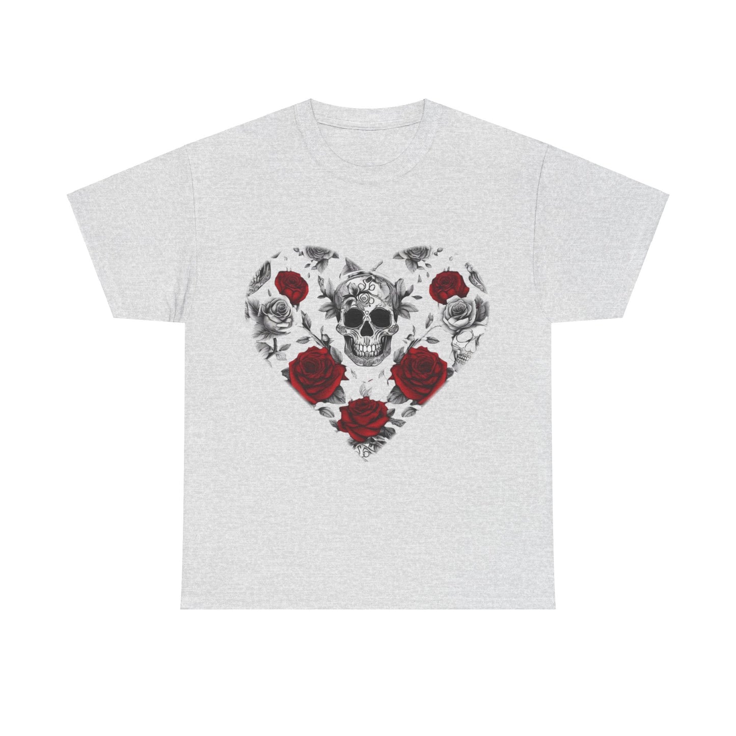 Skulls and Roses Cotton Tee, Unisex Graphic Shirt, 7 color choice