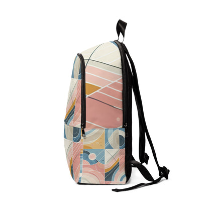 Close-up of durable materials in the Pastel Abstract Geometric Backpack from Dazzling Dreams Studio, highlighting superior quality and luxurious craftsmanship.