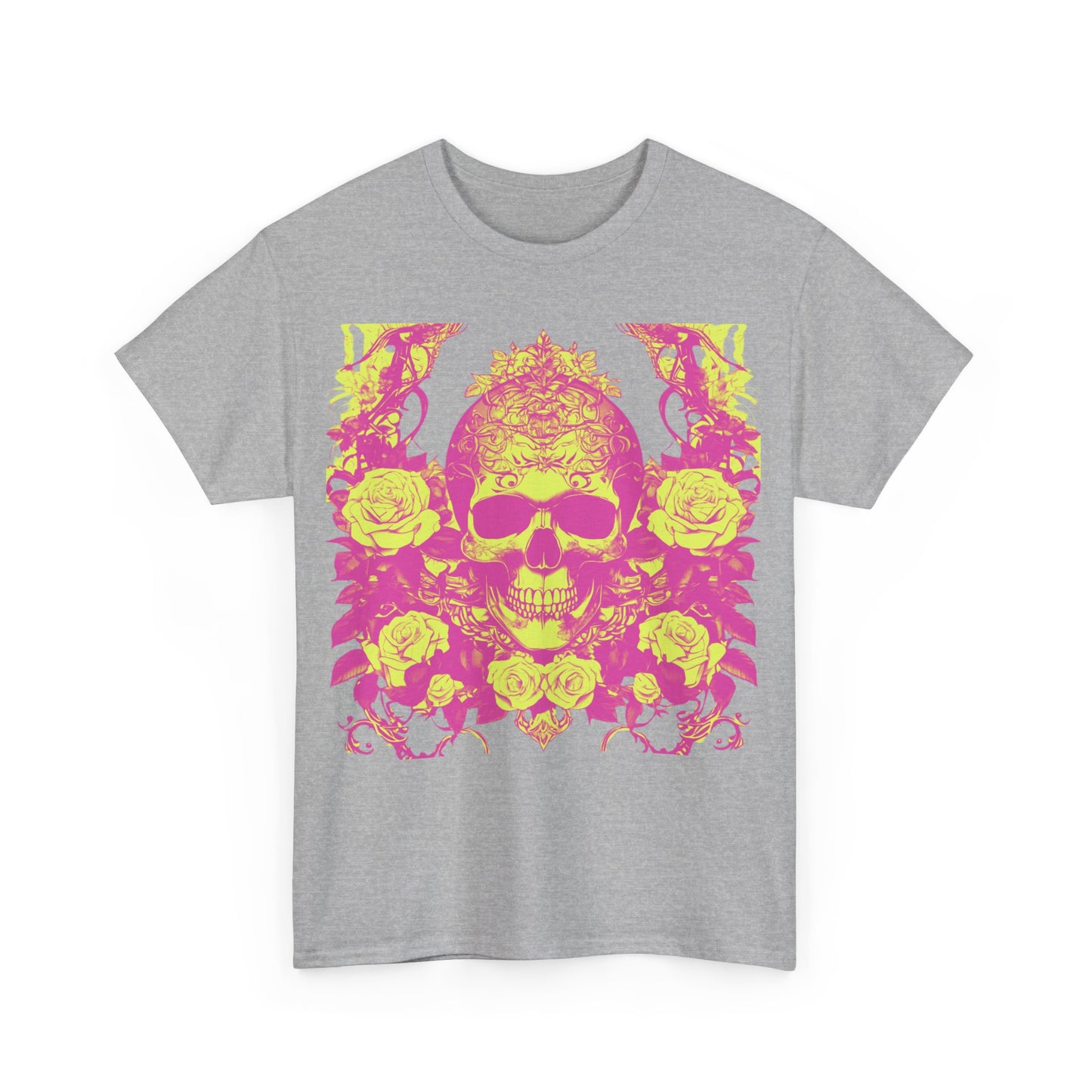 Skulls and Roses Cotton Tee, Unisex Graphic Shirt, 7 color choice