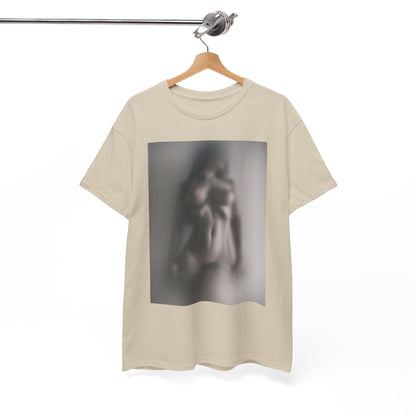 Exquisite t-shirt styled with a blurred graphic print of a nude silhouette, creating a conversation-starting piece that reflects modern luxury.