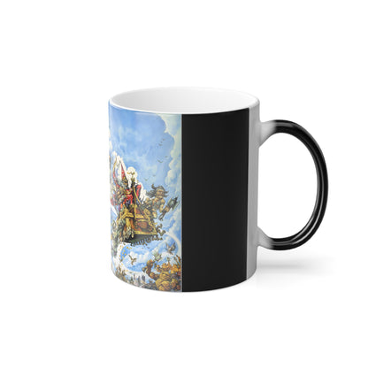 Discworld Light Fantastic Colour Morphing Mug displaying a captivating close-up of its intricate design, perfect for tea and coffee enthusiasts.