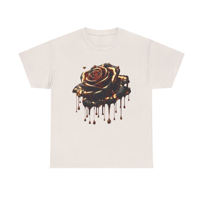 Close-Up Abstract Rose Unisex Cotton Tee Graphic T Shirt in soft off-white, featuring a luxurious abstract rose illustration that blends sophistication with bold creativity.