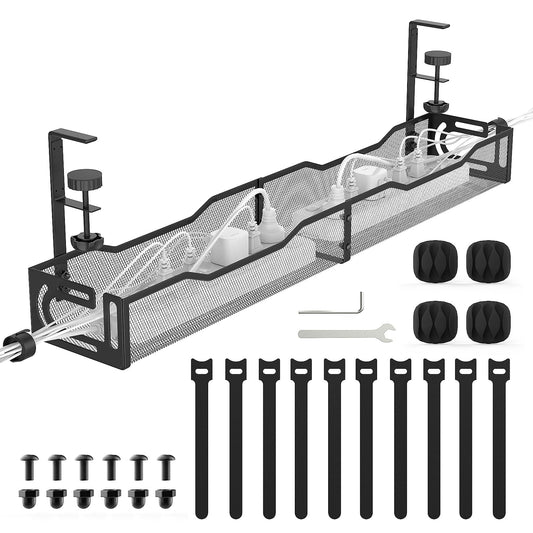 Under Desk Cable Management Tray White, long 1 pack
