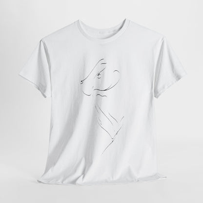 Elegant unisex graphic t-shirt featuring a minimalist animal sketch in black on a crisp white background, perfect for showcasing playful personality with a touch of artistic flair.