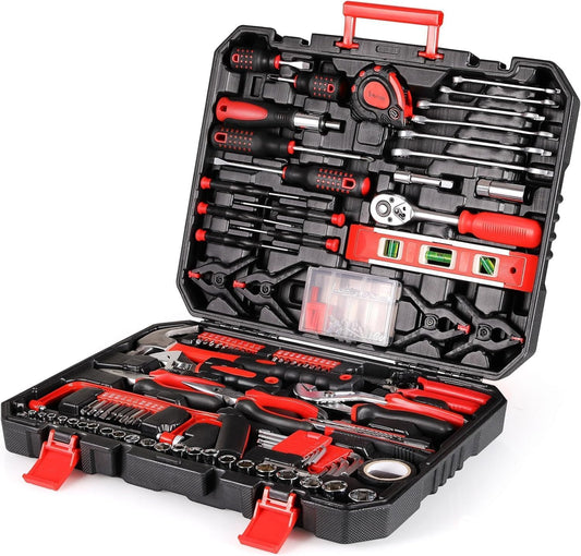 198 Piece Home Tool Kit Set with Storage Case, Portable Hand Tools for DIY, Car Repair, Home Maintenance, Includes Screwdrivers, Socket, Adjustable