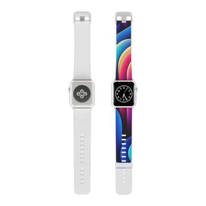 Model elegantly wearing the DesignVistaCastle Neon Apple Watch Band, highlighting its stylish blend of comfort and vibrant design by Dazzling Dreams Studio.