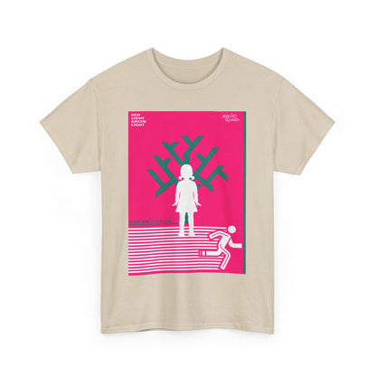 Elegant unisex Squid Game themed cotton tee, artfully designed with striking graphics and playful imagery, perfect for individuals who embrace contemporary street style.