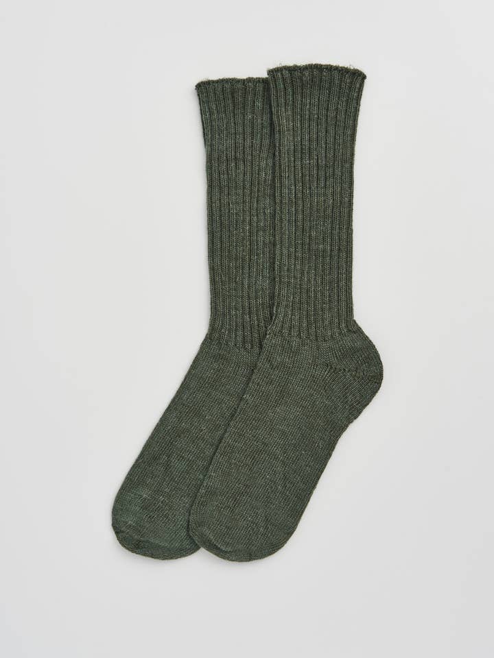 Comfortable and fashionable mohair socks, showcasing a chunky ribbed pattern for a cozy fit.