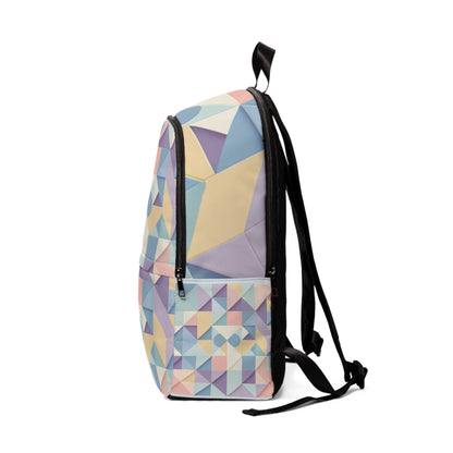 Close-up of FitSpark Elite Geometric Pattern Gym Backpack by Dazzling Dreams Studio detailing the sophisticated geometric pattern and high-quality materials, designed for modern lifestyles.