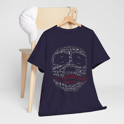 Stylish navy blue graphic t-shirt featuring a unique Joker design, exuding modern elegance with playful detail. Perfect for casual or edgy outfits.