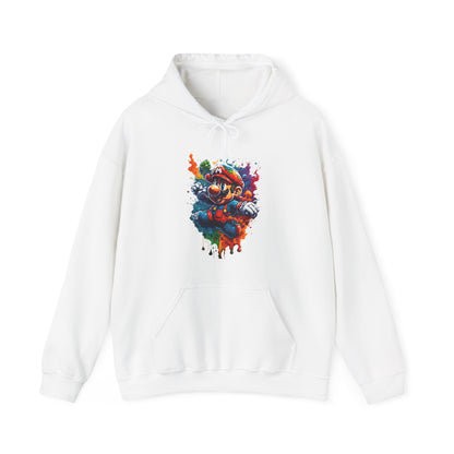 Unisex Computer Game Graphic Lightweight Hooded Sweatshirt in white showcasing a colourful graphic print of a beloved gaming character, ideal for elevating casual attire.