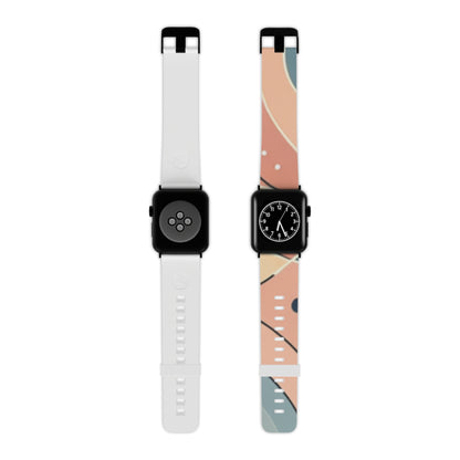 GraphixGenius Modern Pastel Pattern Apple Watch Strap paired with a stylish black watch, highlighting its fashionable appeal for trendsetters.