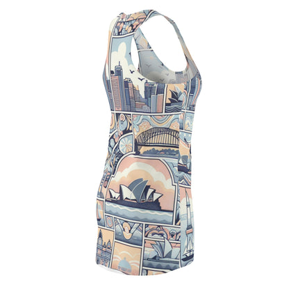 Lorenzo Vespertine Sydney Dress - Beautiful contemporary design in pastel shades, inspired by the Harbour Bridge and Opera House.