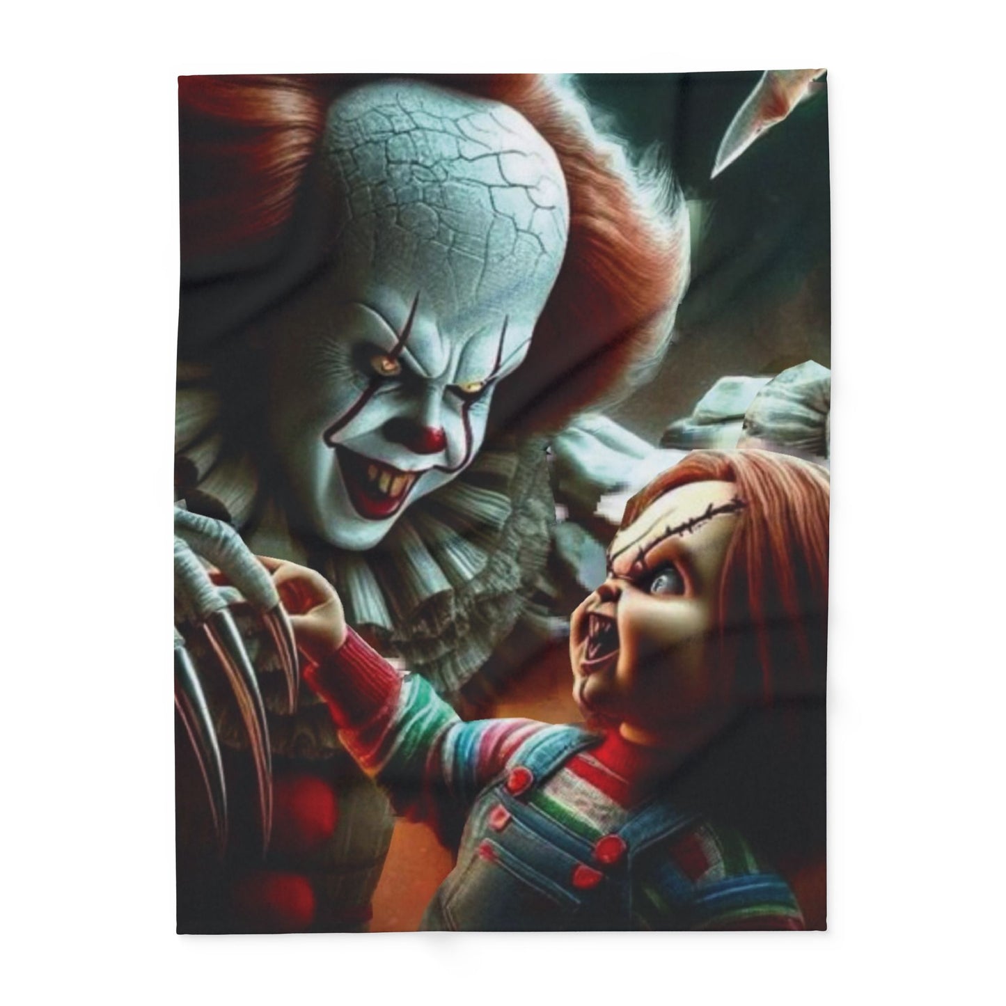 Decorative and Warm Halloween  Pennywise Chucky Arctic Fleece Blanket 3 Sizes