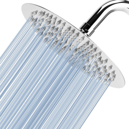 Voolan 8? High Pressure Rain Shower Head, 304 Stainless Steel Round Rainfall Shower Heads, Comfortable Shower Experience Even at Low Water Flow,