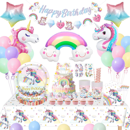 Unicorn Party Decorations, Unicorn Birthday Decorations, Unicorns Party Supplies, Birthday Decoration For Girls, Unicorns Balloons Paper Plates, Paper