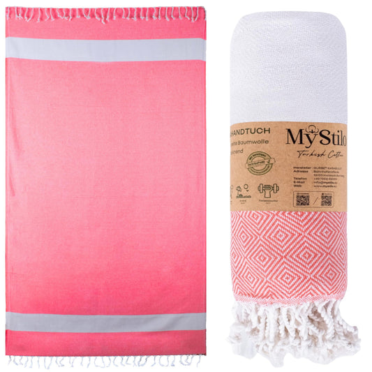 Mystilo 100% recycled cotton hamam towel (pomegranate blo...