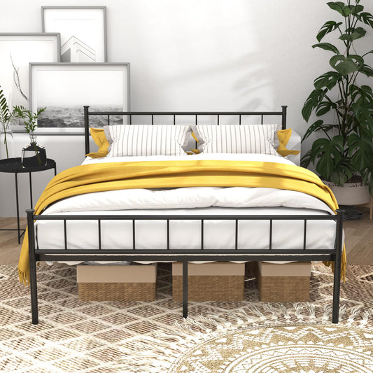XINBEDEU 5ft King Bed Frame, Modern Style Metal Platform Bed with Headboard and Footboard, Sturdy Metal Slatted Support Requiring No Spring Mattress,