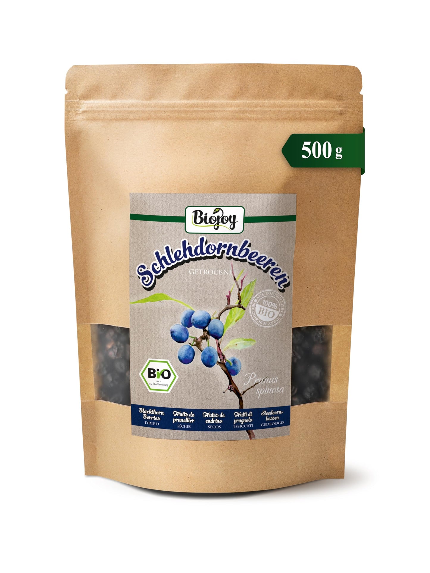 Biojoy ORGANIC Blackthorn Berries, dried (Prunus spinosa) (500 g)
