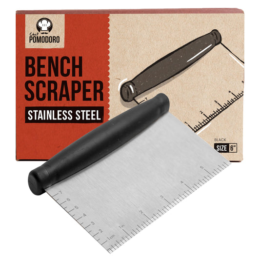 Chef Pomodoro 6 Inch Tarot Dough Scraper Versatile Multipurpose Stainless Steel Pizza Spatula for Cutting and Shaping Breads, Counter Pastry Cutter