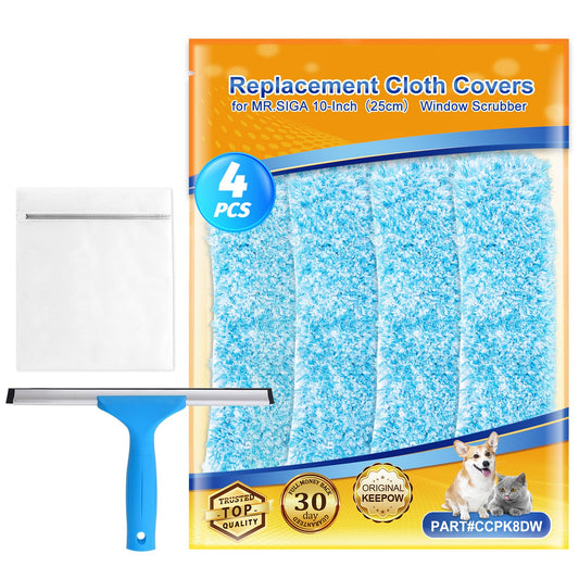 ZaKaBox Universal 25 cm Window Cleaner Scrubber Refill Sleeve, Microfiber for MR.SIGA Window Squeegee, Reusable 10 inch Window Cleaning Equipment