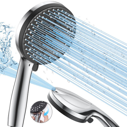 VOXON High Pressure Shower Head with 10 Modes, Large Powerful Flow Handheld Showerhead, Built-in Power Wash to Clean Tub, Tile & Pets, for Low Water