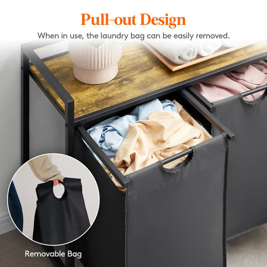 Lifewit Laundry Hamper 4 Section, 168L Pull out Laundry Clothes Basket Organizer with Large Top Shelf and 4 Removable Bags and Handles, Laundry Sorter