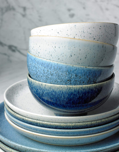 Denby - Studio Blue Small Plates Set of 2 - Dishwasher Microwave Safe Crockery 18.5cm - Blue, White Ceramic Stoneware Tableware Side Plates - Chip &