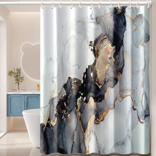 Pelizen Shower Curtain Mould Proof Mildew Resistant Curtains 100% Polyester Marble Shower Curtains Waterproof Bathroom Shower Curtain with 12 Hooks,