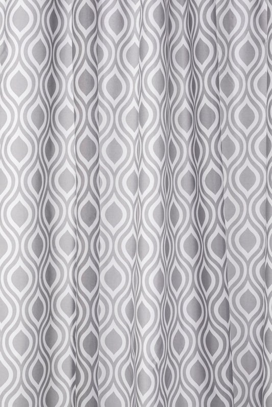 Croydex Grey Medallion Textile Shower Curtain with Hygiene 'N' Clean