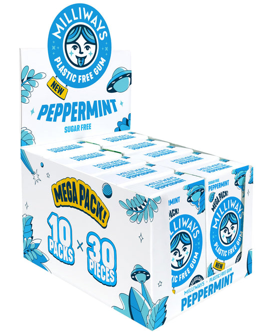 Milliways peppermint chewing gum, plastic free, sugar fre...