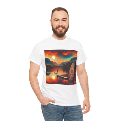 Dazzling Dreams Studio's Premium Paddleboarding Scene T-Shirt, made from high-quality fabric, perfect for stylish water sports lovers.