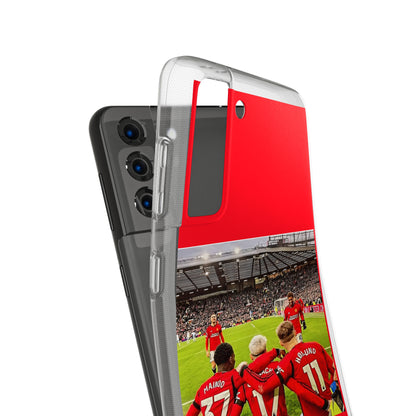 Sophisticated Manchester United Mainoo Garnach Hojlund Soft Phone Case revealing a dynamic design that represents ultimate team pride.