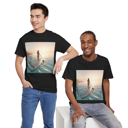 Luxury Dazzling Dreams Paddle Board T-Shirt in vibrant colours, perfect for water enthusiasts and adventure lovers, showcasing a stunning paddleboarding design.