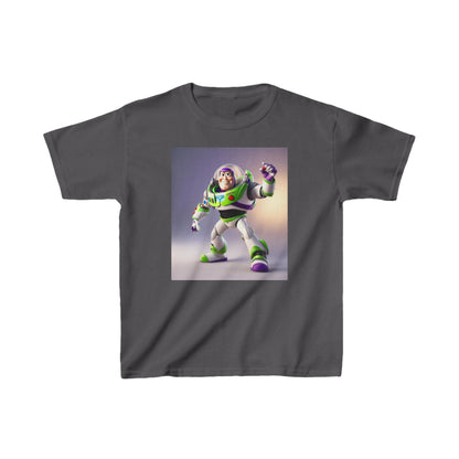 Elegant Kids Buzz Lightyear Heavy Cotton T-Shirt displaying Buzz Lightyear for aspiring astronauts, blending style and comfort.