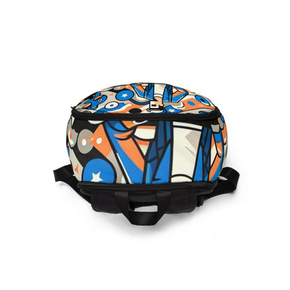 Trendy chic Playful Modern Cartoon Backpack by Dazzling Dreams Studio, designed for trendsetters who desire a unique accessory to express individuality.