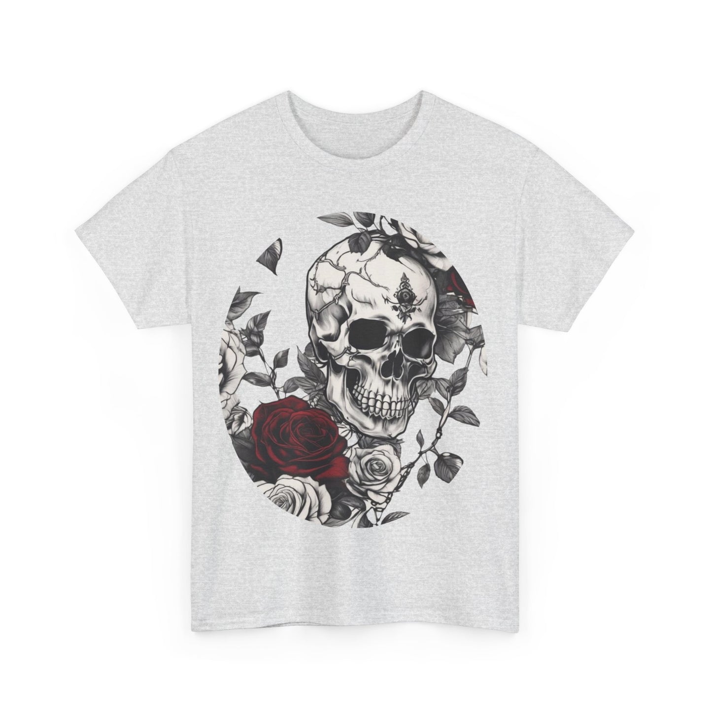 Skulls and Roses Cotton Tee, Unisex Graphic Shirt,