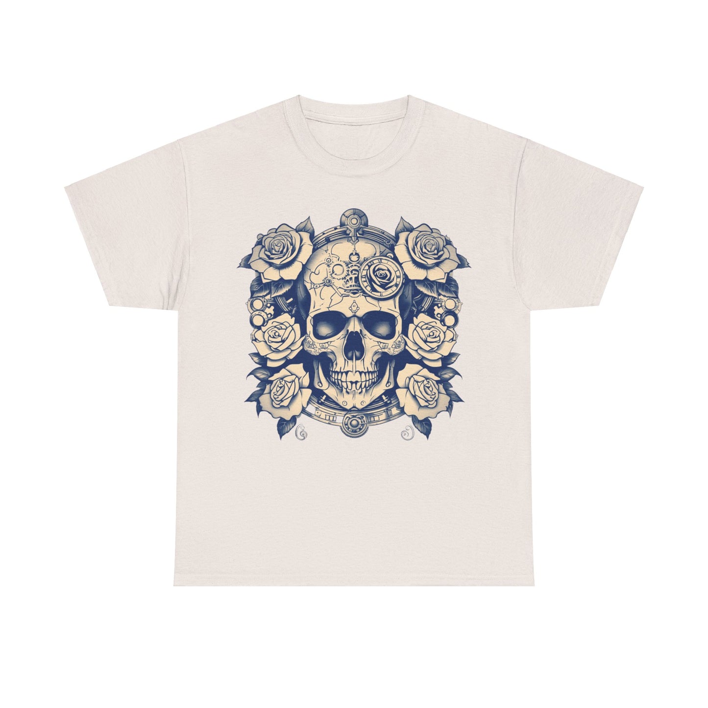 Skulls and Roses Cotton Tee, Unisex Graphic Shirt, 7 color choice