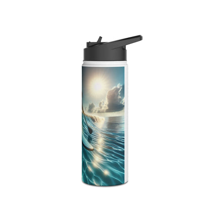Fantasy Paddleboarding Stainless Steel Water Bottle adorned with stunning aquatic imagery, designed for paddleboarding enthusiasts craving both luxury and functionality.
