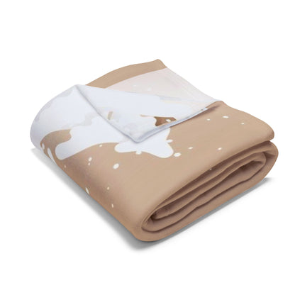 Beautifully folded Decorative and Warm Christmas Arctic Fleece Blanket displaying a charming winter scene, made from premium polyester fleece for ultimate comfort and warmth.