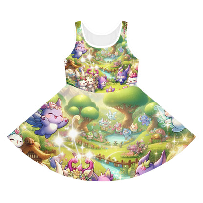 Sophie Littleshine Girls Sundress by Dazzling Dreams Studio, feature enchanting fantasy animal prints in vibrant colours, perfect summer fashion for imaginative play and comfort.