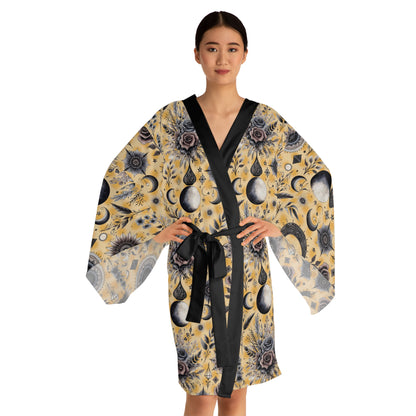 Beautiful Floral Kimono Robe with a flattering kimono silhouette, adorned with an exquisite floral print, ideal for chic bathrobe aesthetics.