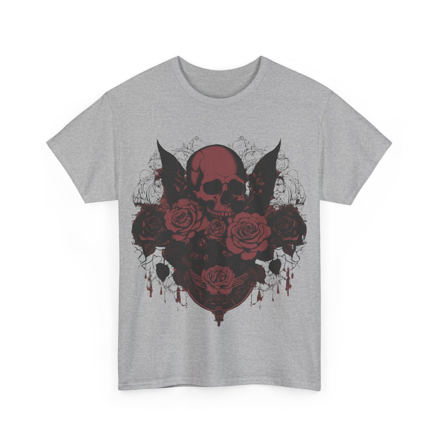 Skulls and Roses Cotton Tee, Unisex Graphic Shirt, 7 color choice