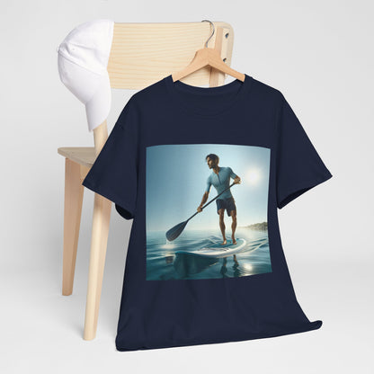 Charming graphic design on the Delightfull Paddle Board Adventure T-Shirt by Dazzling Dreams Studio, reflecting an adventurous lifestyle by the water.
