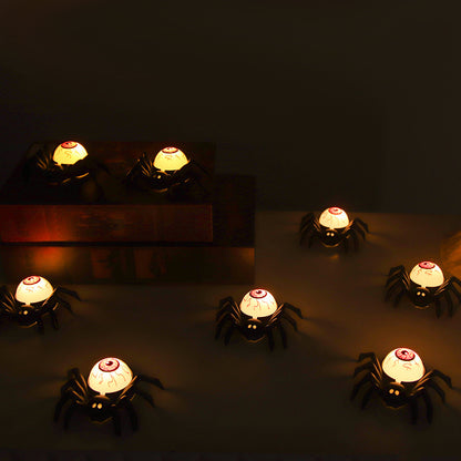Halloween Spider Back Eye Beads Party Atmosphere Decorative Lights illuminating a stylishly spooky display with vibrant eye designs.