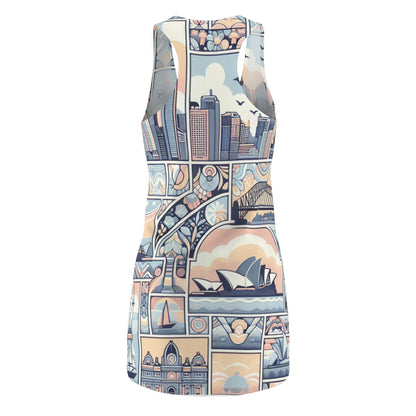 Lorenzo Vespertine Sydney Dress - Elegantly captures Sydney's charm with pastel hues, featuring a racerback silhouette inspired by the Opera House.