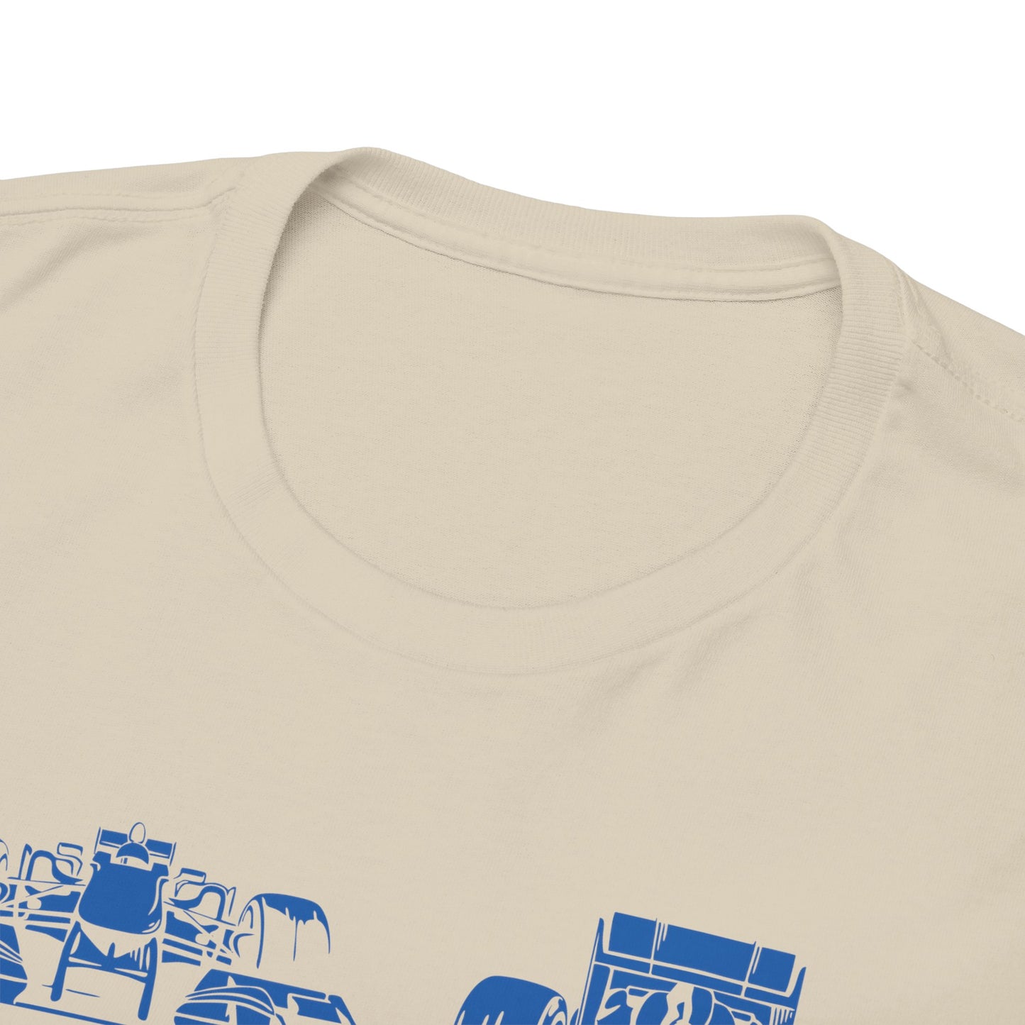 Close-up of Alpine F1 Team Men’s T-Shirt showing premium fabric and elegant neckline design, exemplifying luxury racing apparel.