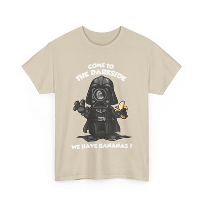 Darth Vader Minion Graphic Unisex T Shirt Tee in beige, featuring a playful design that's perfect for fans of funny Minions.